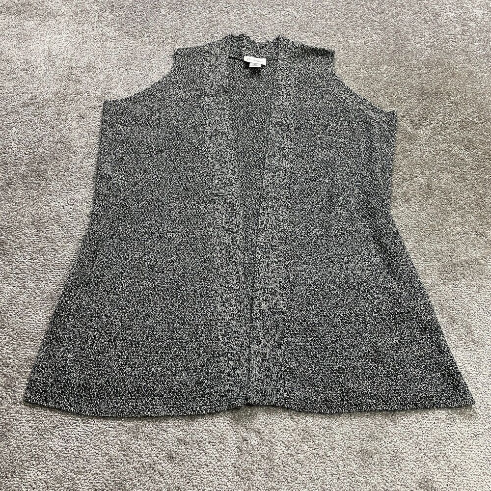 CW Classics Vest Cardigan Sweater Womens Medium Gray Soft Knit Sleeveless Open